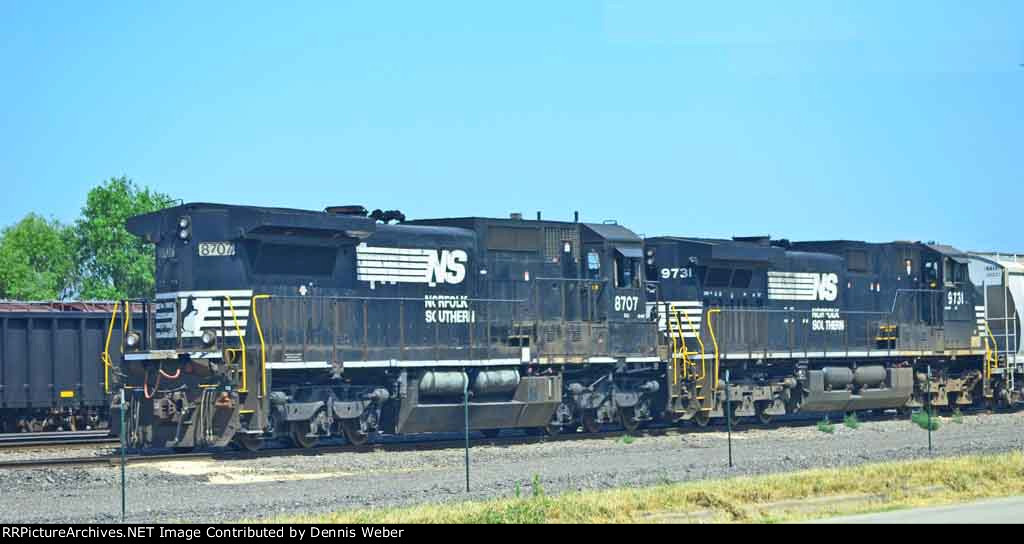 NS 9731-8707, BNSF's   Aurora   Sub.